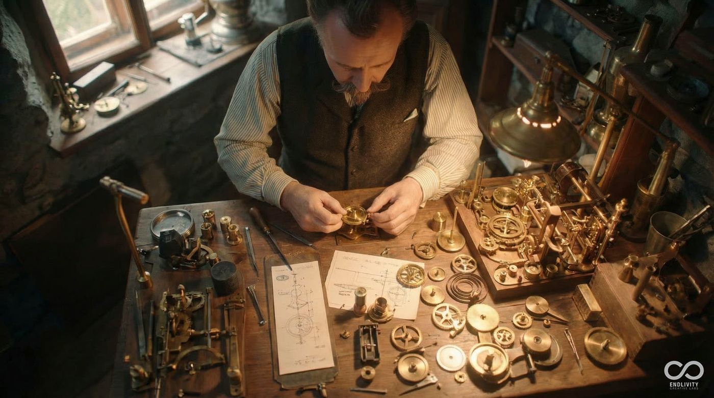 A 19th century watchmaker's workshop · scene from The Age of Inventors
