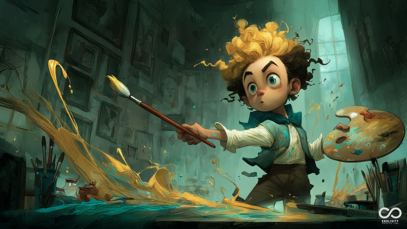The young painter · scene from Little Legends of Austria